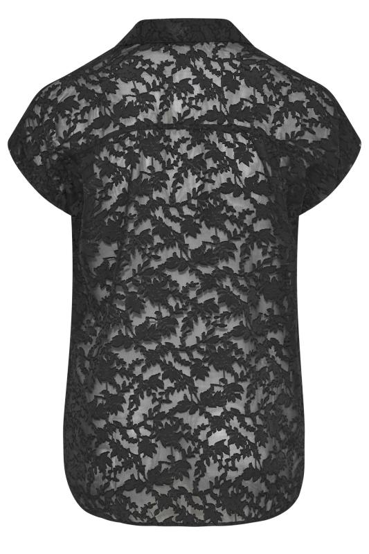 Plus Size Black Textured Floral Print Shirt | Yours Clothing  7