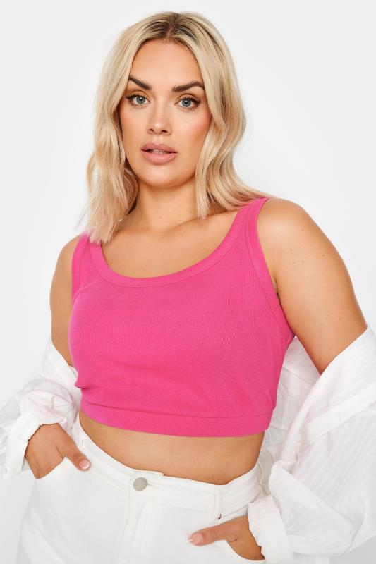YOURS Plus Size Pink Crop Top | Yours Clothing 1