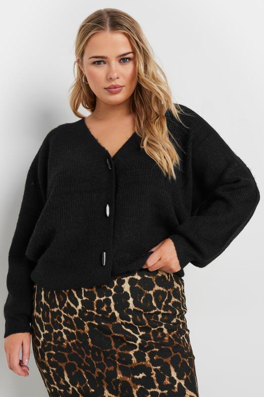 YOURS Plus Size Black Knitted Toggle Cardigan Yours Clothing