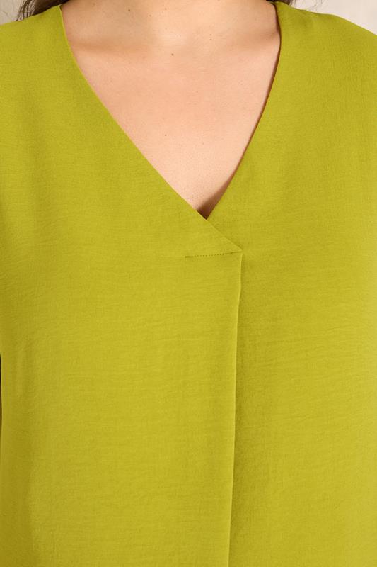 EVANS Plus Size Green Pleat Front Blouse | Evans  4