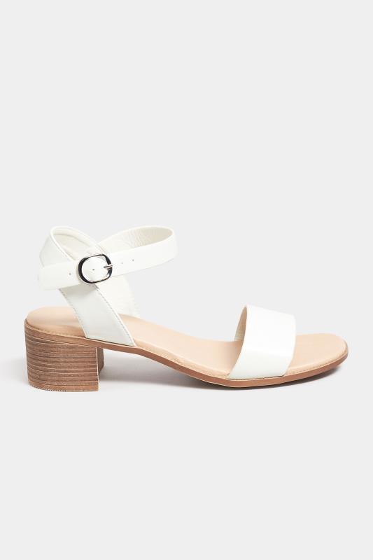 Plus Size White Block Strappy Low Heel Sandals In Extra Wide EEE Fit | Yours Clothing  3