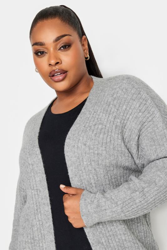 YOURS Plus Size Grey Ribbed Knit Cardigan | Yours Clothing 4