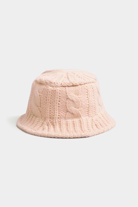 Pink Cable Knit Bucket Hat 3