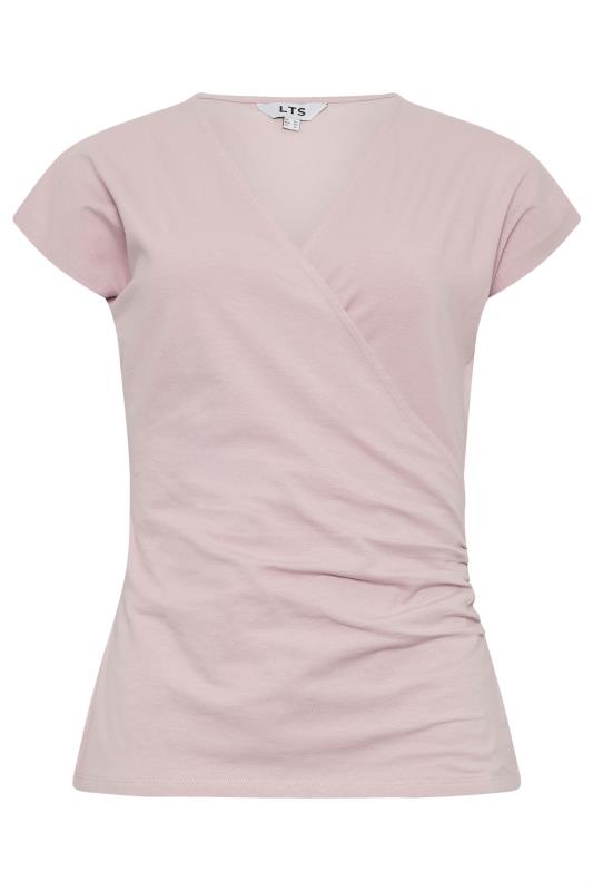 LTS Tall Women's Dusty Pink Short Sleeve Wrap Top | Long Tall Sally  5