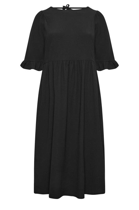 YOURS Plus Size Black Textured Smock Midi Dress | Yours Clothing 7