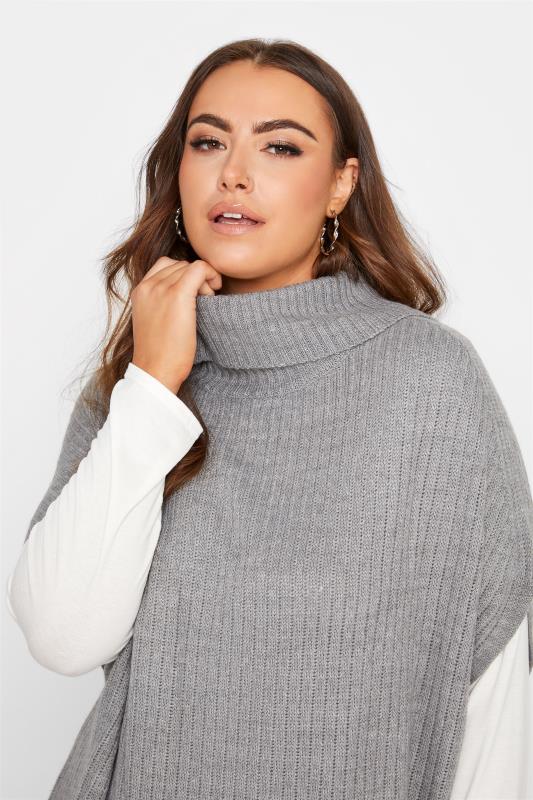 Curve Grey Ribbed Knit Tabard Vest Top 4