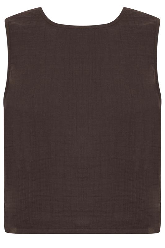 PixieGirl Petite Women's Chocolate Brown Cotton Cheesecloth Top | PixieGirl 5