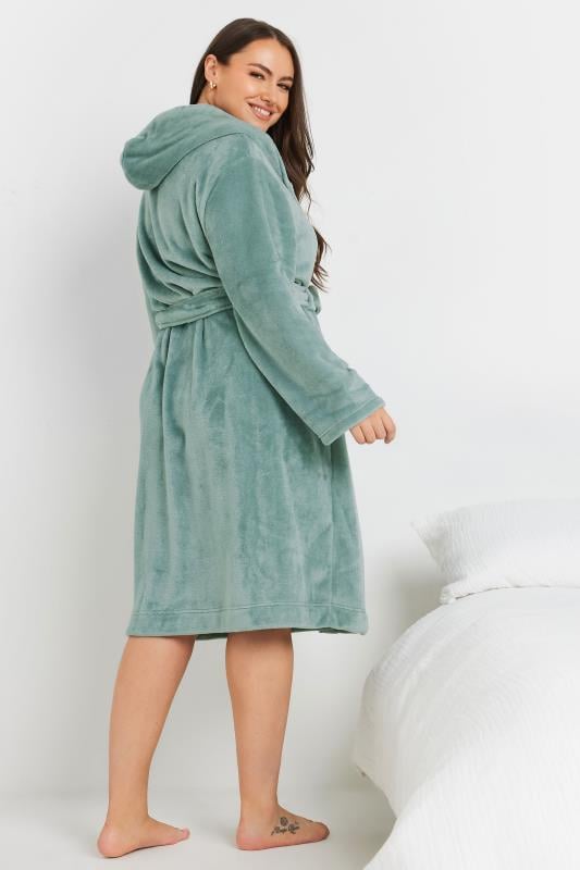 YOURS Plus Size Mint Green Hooded Dressing Gown | Yours Clothing 3