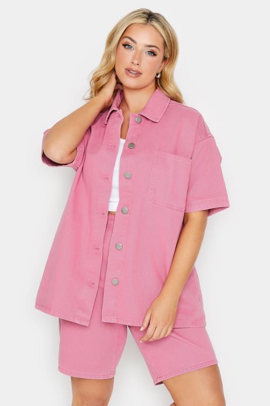 Plus Size  YOURS Curve Pink Denim Shirt