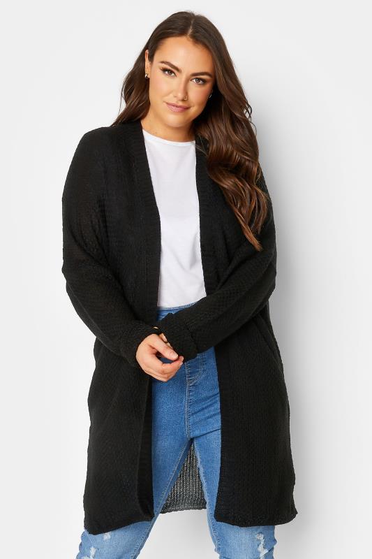 Plus Size  YOURS Curve Black Ribbed Cardigan