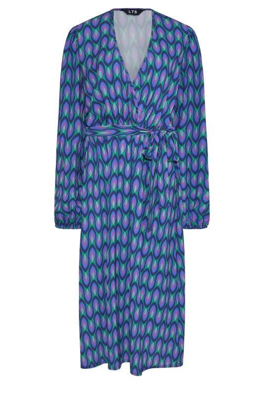 LTS Tall Blue Geometric Print Wrap Dress 6