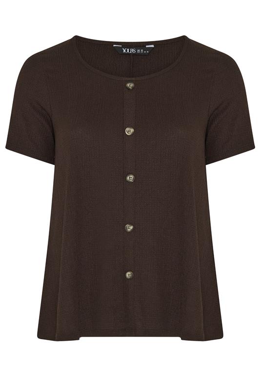 YOURS Plus Size Brown Crinkle T-Shirt | Yours Clothing 5