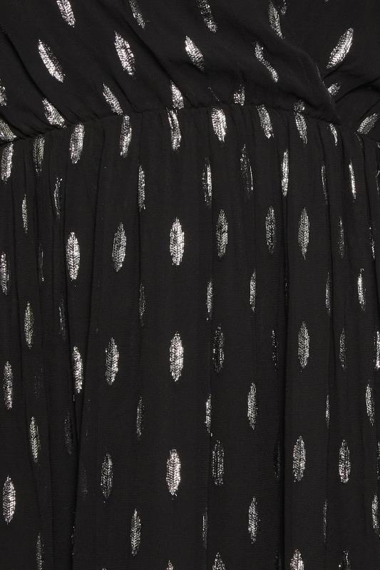 YOURS LONDON Plus Size Black Metallic Detail Wrap Dress | Yours Clothing 7