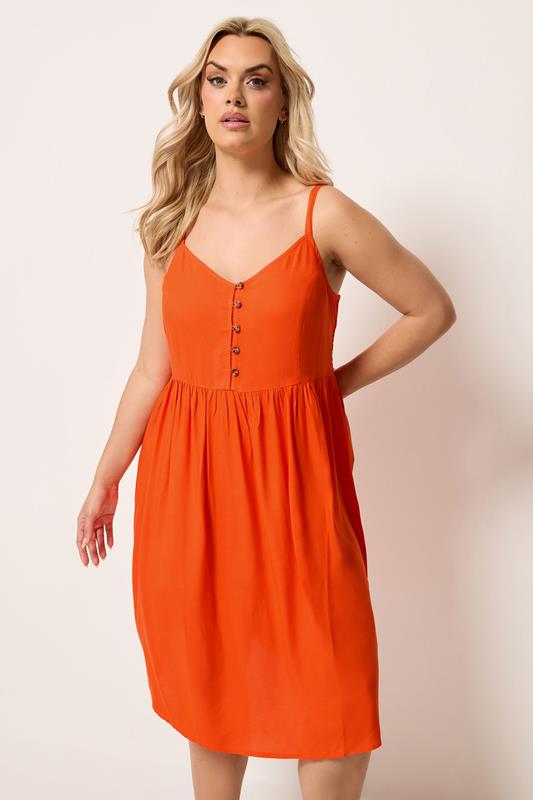  YOURS vestido midi naranja de tirantes