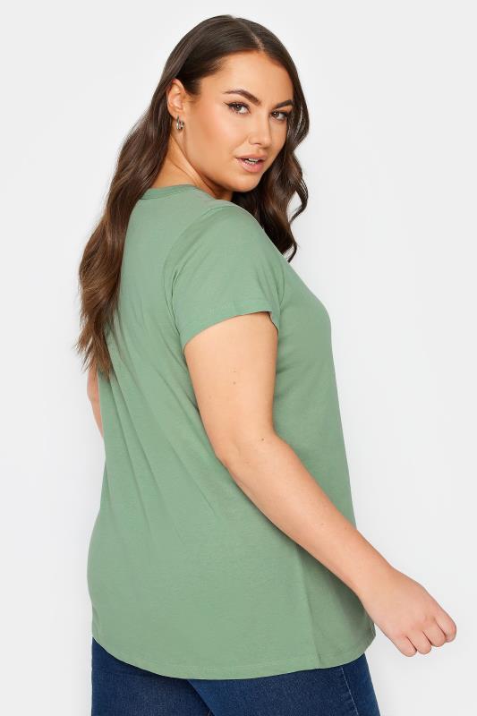 YOURS Plus Size Light Green Essential T-Shirt | Yours Clothing 3