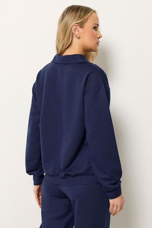 LTS Tall Women's Set Navy Blue Collared Sweatshirt & Wide Leg Trousers | Long Tall Sally 5