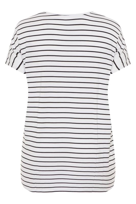 White and Black Striped Grown on Sleeve T-Shirt_BK.jpg