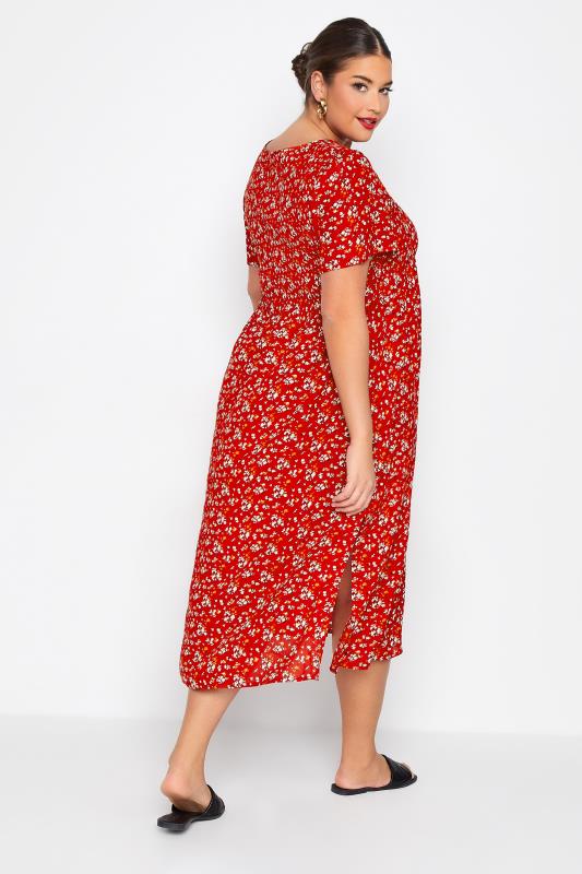 LIMITED COLLECTION Curve Red Ditsy Print Shirred Midaxi Dress_C.jpg