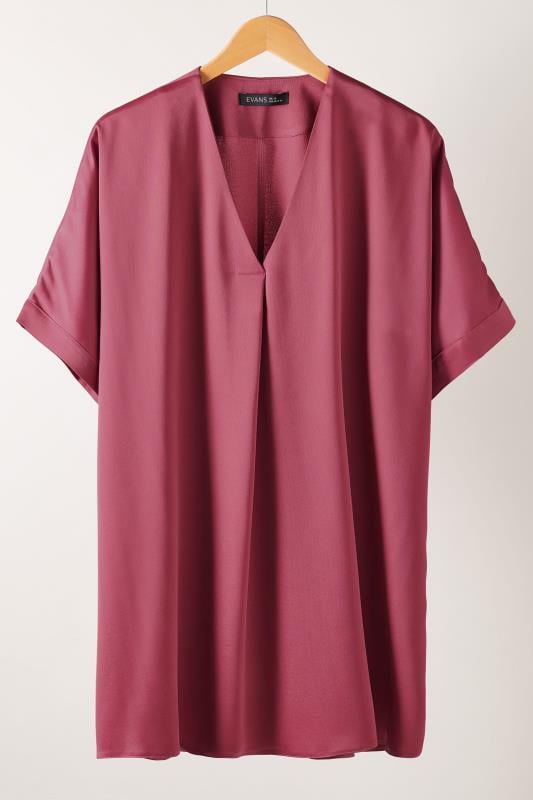 EVANS Plus Size Dusky Pink Pleat Front Blouse | Evans 5