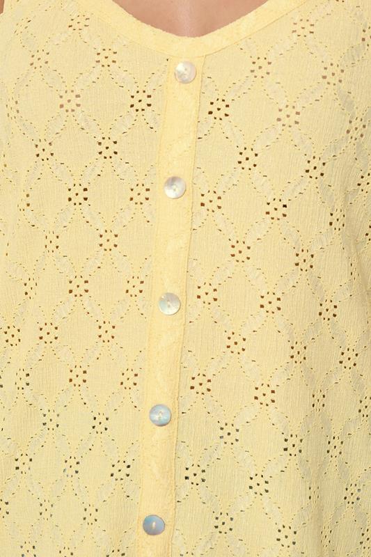 YOURS Plus Size Yellow Broderie Anglaise Peplum Top | Yours Clothing 4