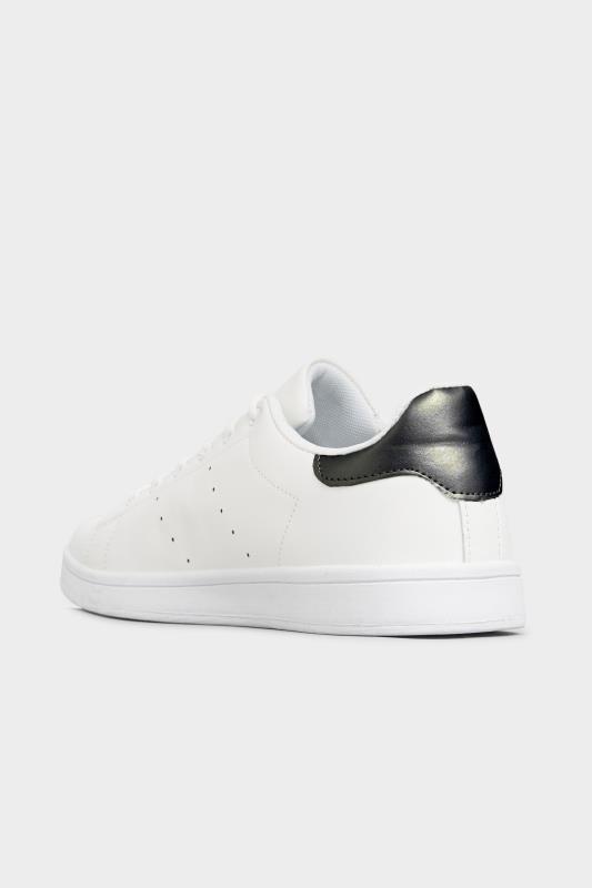 LIMITED COLLECTION White & Black Vegan Faux Leather Trainers In Wide E Fit 5