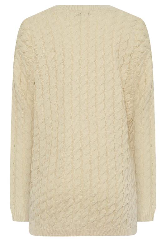 LTS Tall Beige Brown Cable Knit Jumper | Long Tall Sally  7