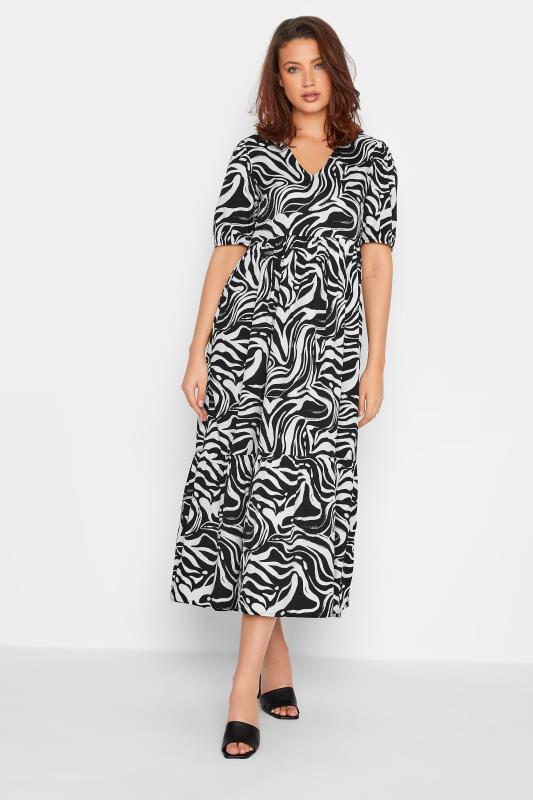 LTS Tall Women's Black Marble Print Midi Dress | Long Tall Sally 1