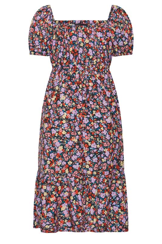 Plus Size Pink Floral Square Neck Midaxi Dress | Yours Clothing 6