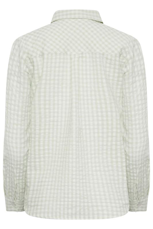 YOURS PETITE Plus Size Sage Green Gingham Pocket Shirt | Yours Clothing 7