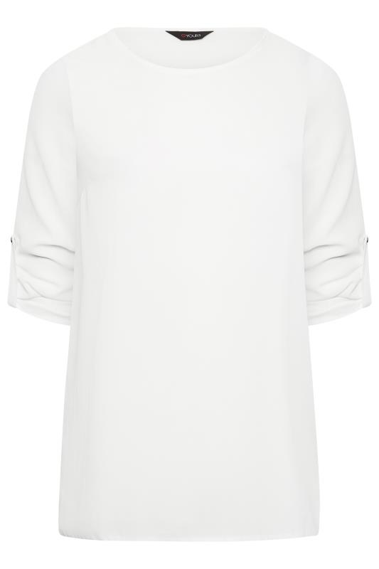 YOURS Plus Size White Tab Sleeve Blouse | Yours Clothing 6