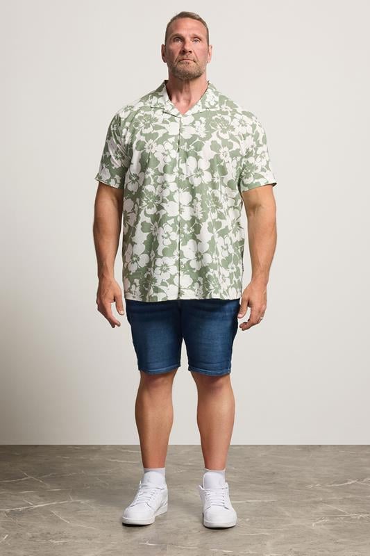 BadRhino Big & Tall Green Leaf Print Short Sleeve Shirt | BadRhino 2