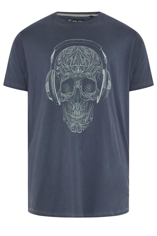KAM Big & Tall Navy Blue Skull Graphic T-Shirt | BadRhino 1