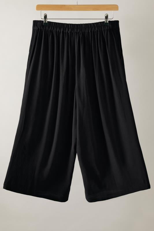 EVANS Plus Size Black Crepe Wide Leg Trousers | Evans  6