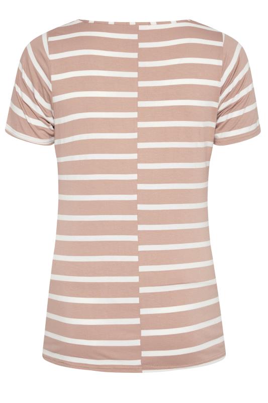 Plus Size BUMP IT UP MATERNITY Beige Brown & White Stripe T-Shirt | Yours Clothing 7