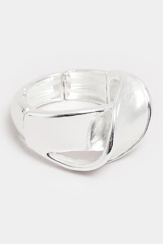 Silver Tone Twist Stretch Ring | Yours Clothing 2