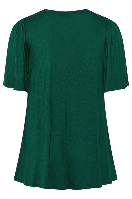 Plus Size Forest Green Pleat Angel Sleeve Swing Top | Yours Clothing 7