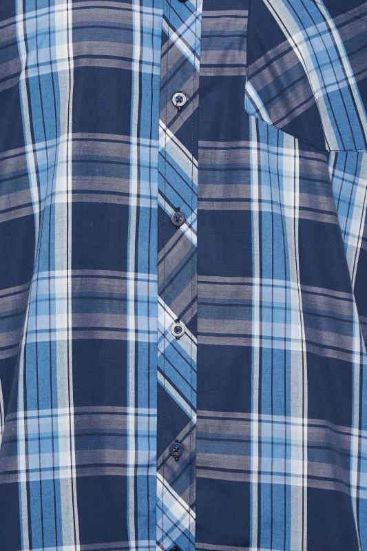 ESPIONAGE Big & Tall Navy Blue Short Sleeve Check Shirt | BadRhino 2