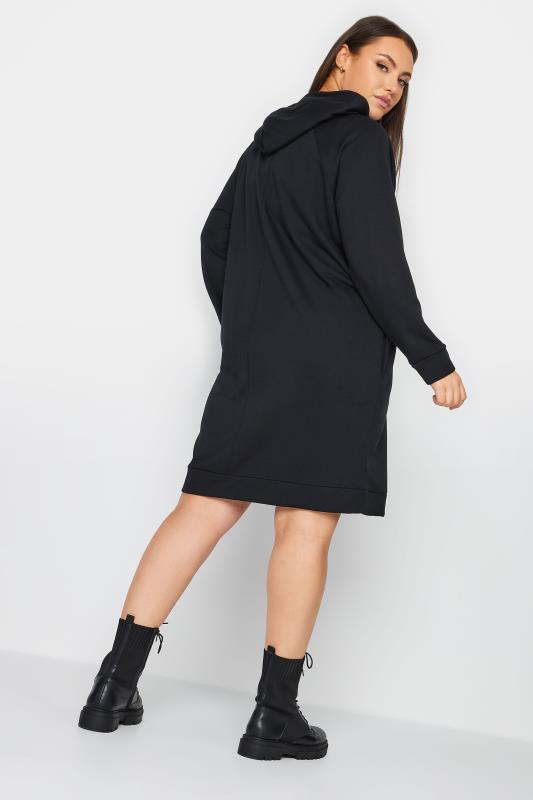 YOURS Curve Plus Size Black Sequin Heart Midi Hoodie Dress | Yours Clothing  3