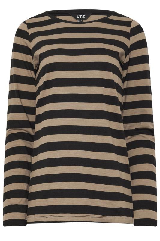 LTS Tall Black & Brown Stripe Long Sleeve Cotton T-Shirt | Long Tall Sally 5