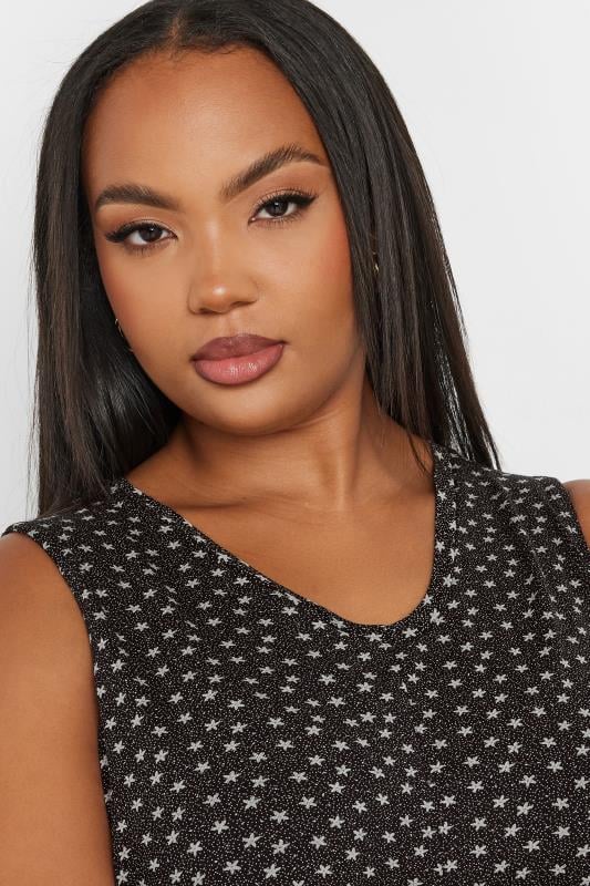 YOURS Plus Size Black Star Print Swing Vest Top | Yours Clothing  4