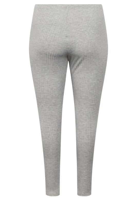 LIMITED COLLECTION Plus Size Grey Marl Ribbed Leggings | Yours Clothing 5