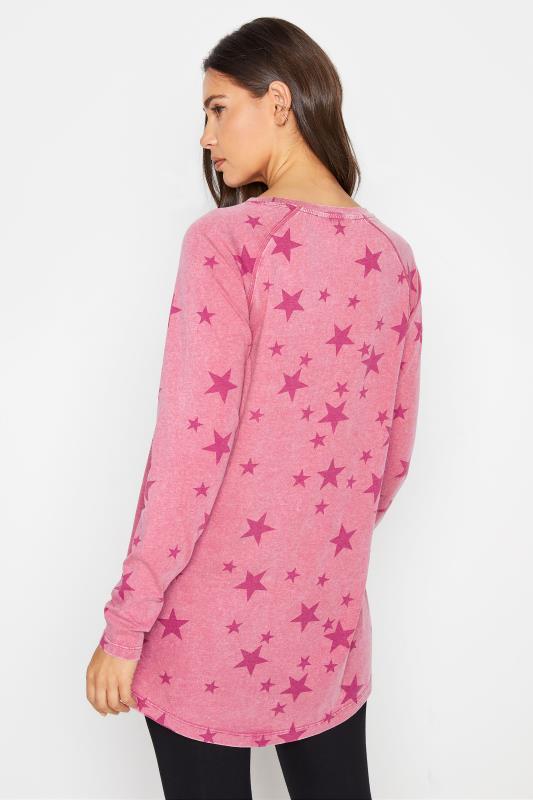 LTS Tall Pink Star Print Acid Wash T-Shirt 3