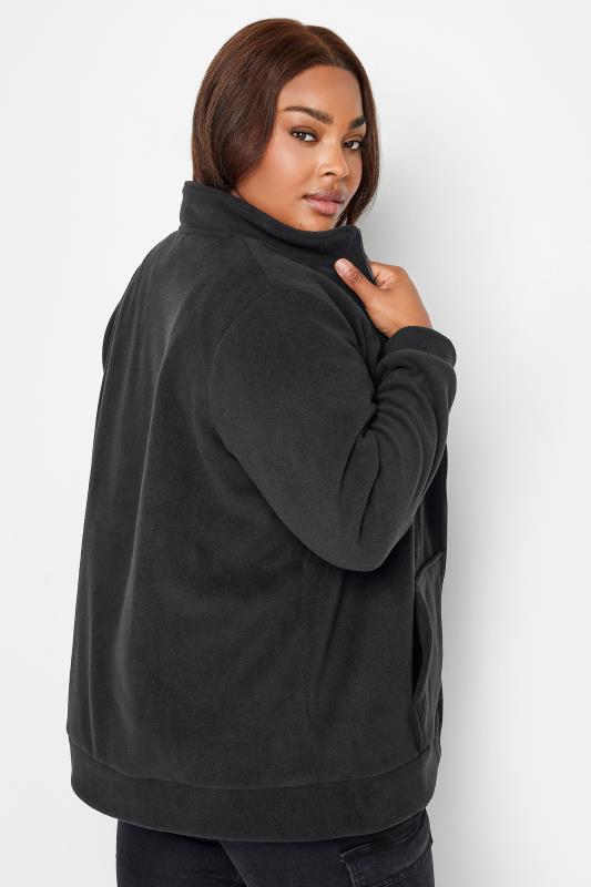 YOURS Plus Size Black Zip Fleece Jacket | Yours Clothing 4
