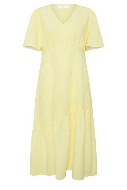 PixieGirl Petite Yellow Asymmetric Tiered Midi Dress | PixieGirl 5