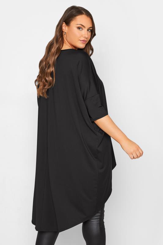 YOURS Plus Size Black Dipped Hem Tunic Top | Yours Clothing 3
