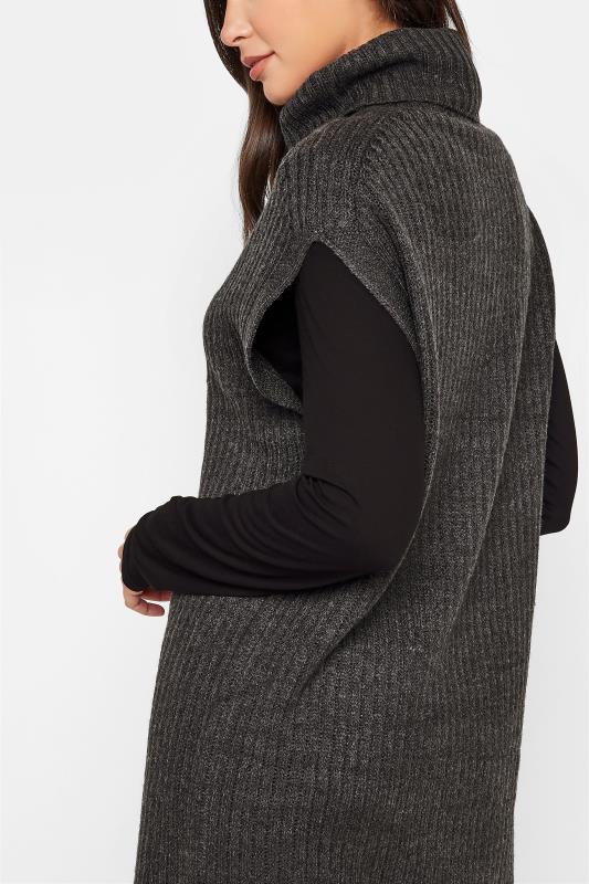 LTS Tall Charcoal Grey Roll Neck Longline Knitted Vest_RD.jpg