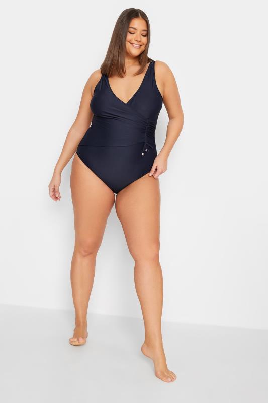 LTS Tall Women's Blue Ruched Side Swimsuit | Long Tall Sally 3