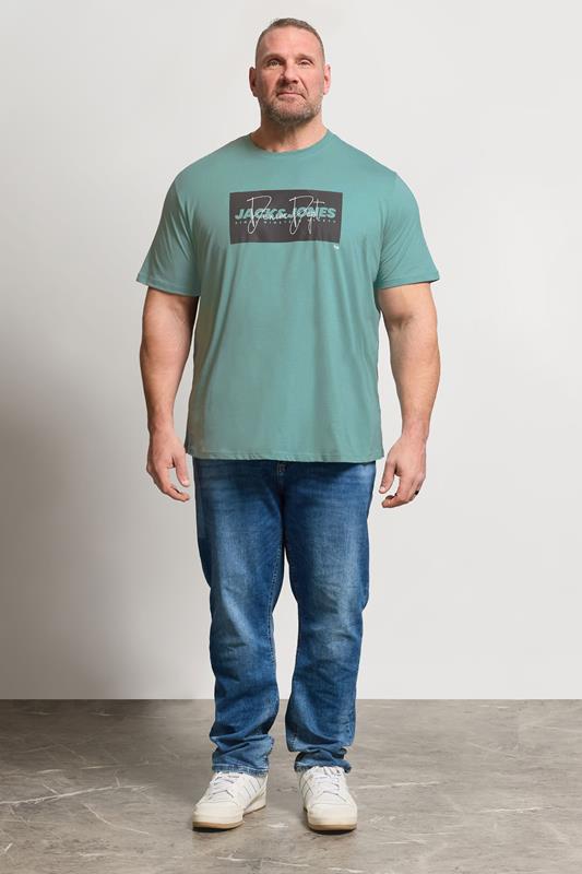 JACK & JONES Big & Tall Blue Logo Graphic T-Shirt | BadRhino 1