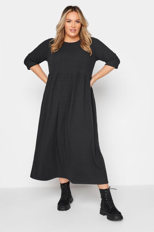LIMITED COLLECTION Curve Black Ribbed Midaxi Dress_A.jpg