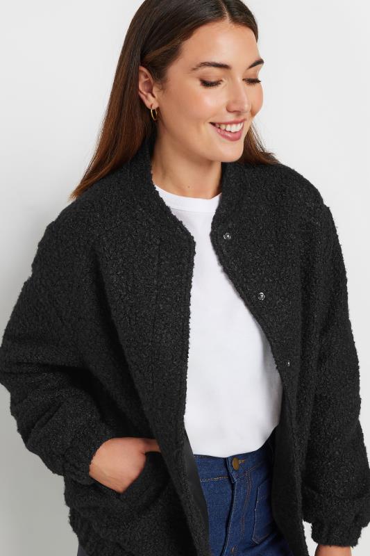 LTS Tall Black Boucle Bomber Jacket | Long Tall Sally 6